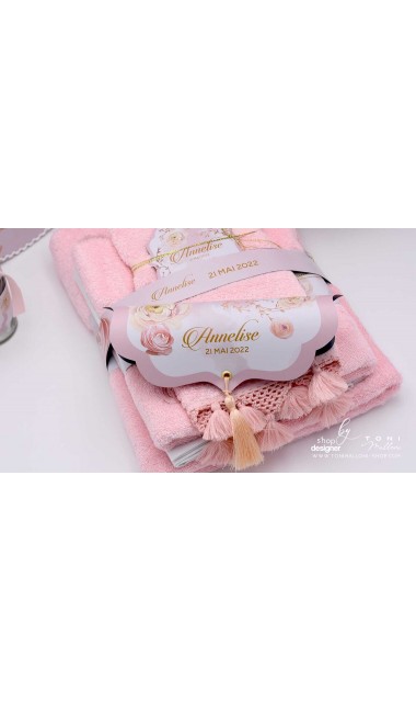 Trusou botez elegant cu pattern bujori roz Peony Affair 11
